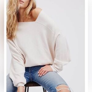 Free People Cream Asymmetrical The Check Sweater - Large